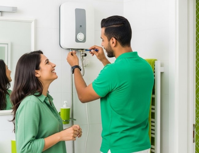 فني يقدم خدمات صيانة سخان كلاج من منزل العميلة